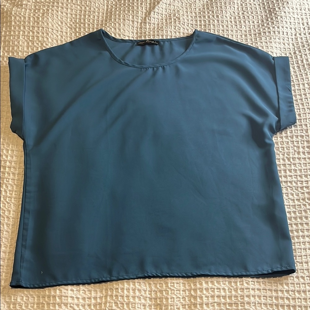 Green and Blue Dolman Sleeve Boxy Blouse